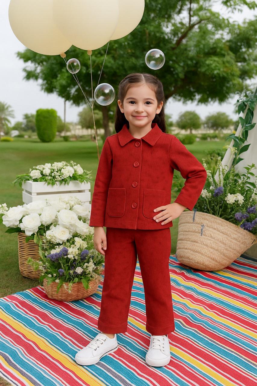 Girls Red Corduroy Suit Set 1-6 Years